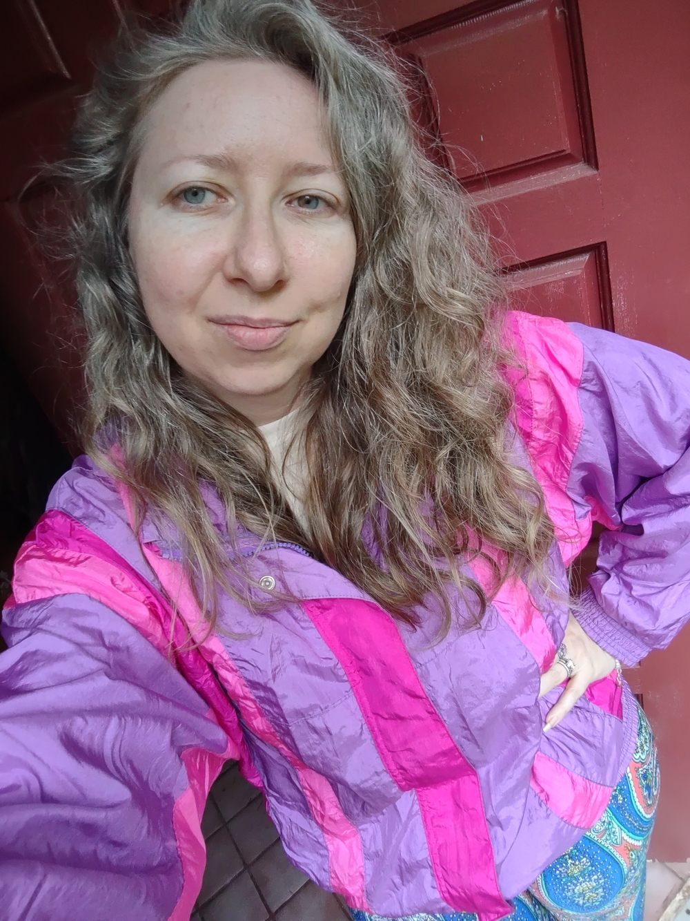 Women’s Colorblock Windbreaker Jacket in Pink & Purple